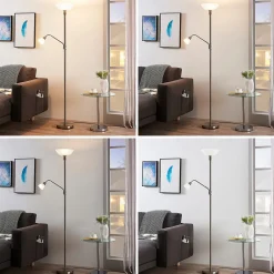 Lindby uplight Jost, 180 cm, nikkelfarget, leselampe Clearance