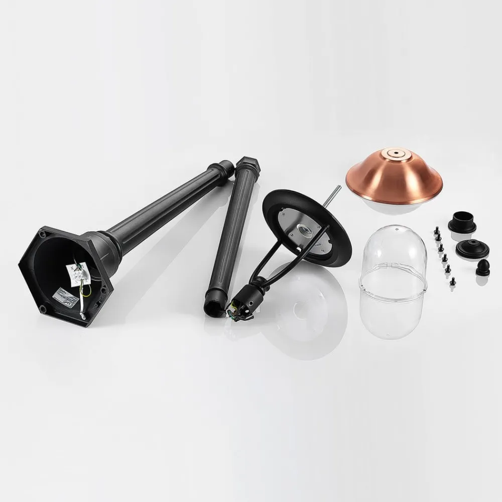 Lindby utelampe Clint, 177 cm, metall, saltvannsresistent, E27| Lyktestolper