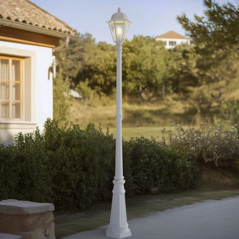 Lindby utelampe Edana, 211 cm, hvit, metall, E27, IP44 Best