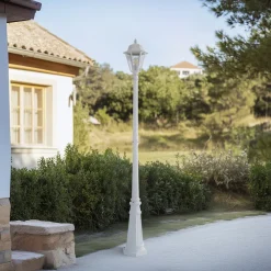 Lindby utelampe Edana, 211 cm, hvit, metall, E27, IP44 Best