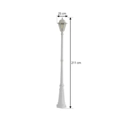 Lindby utelampe Edana, 211 cm, hvit, metall, E27, IP44 Best