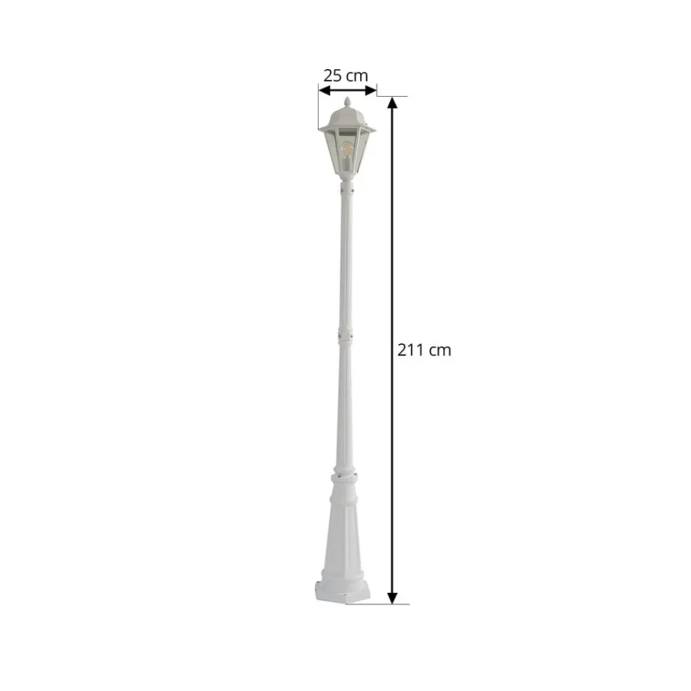 Lindby utelampe Edana, 211 cm, hvit, metall, E27, IP44 Best