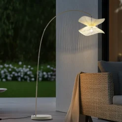 Lindby utendørs gulvlampe Valdorin, beige, 199 cm, IP44| Terrassebelysning