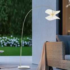 Lindby utendørs gulvlampe Valdorin, beige, 199 cm, IP44| Terrassebelysning