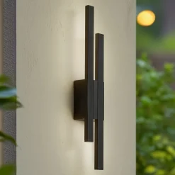 Lindby utendørs LED-vegglampe Sakari, svart, aluminium, 59 cm høy| Kommersiell Utebelysning|Led-Utendørs