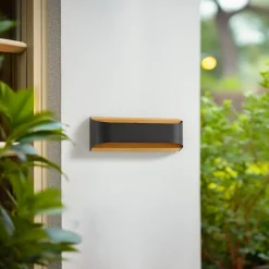 Lindby utendørs LED-vegglampe Lenore, svart, metall, 36,5 cm| Kommersiell Utebelysning|Led-Utendørs