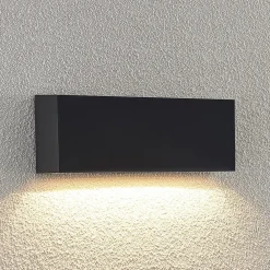 Lindby utendørs LED-vegglampe Jarte, 24 cm, ned, grå, IP65| Kommersiell Utebelysning|Led-Utendørs