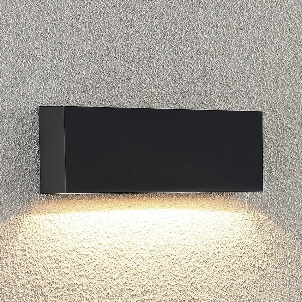 Lindby utendørs LED-vegglampe Jarte, 24 cm, ned, grå, IP65| Kommersiell Utebelysning|Led-Utendørs