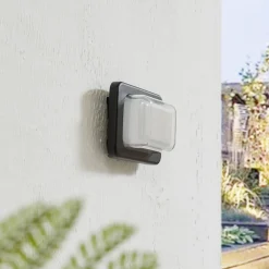 Lindby utendørs LED-vegglampe Sibara, antrasitt, kantet, IP54| Terrassebelysning