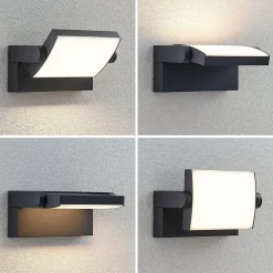 Lindby utendørs LED-vegglampe Sherin, sett med 2, svingbar| Kommersiell Utebelysning