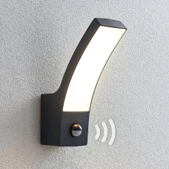 Lindby utendørs LED-vegglampe Ilvita, sensor, antrasitt, IP54| Vegglamper Med Sensor|Utebelysning Med Sensor
