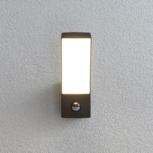 Lindby utendørs LED-vegglampe Ilvita, sensor, antrasitt, IP54| Vegglamper Med Sensor|Utebelysning Med Sensor