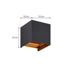 Lindby utendørs LED-vegglampe Nivar, kantet, svart/gull, IP54| Kommersiell Utebelysning|Led-Utendørs