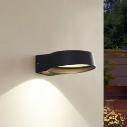 Lindby utendørs LED-vegglampe Jesiba, antrasitt, aluminium, Ø 16 cm Hot