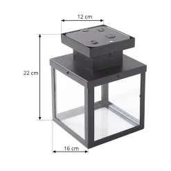 Lindby utendørs taklampe Mandus, svart, stål, 22 cm| Terrassebelysning|Taklamper Utendørs