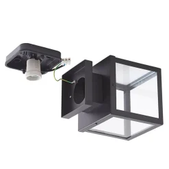 Lindby utendørs taklampe Mandus, svart, stål, 22 cm| Terrassebelysning|Taklamper Utendørs