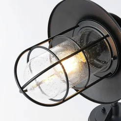 Lindby utendørs vegglampe Kyan, høyde 40 cm, svart, IP44, E27| Terrassebelysning|Vegglamper Utendørs