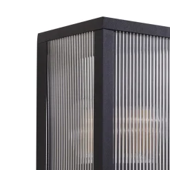 Lindby utendørs vegglampe Peldar, sensor, riflet, IP44, E27| Vegglamper Med Sensor|Utebelysning Med Sensor