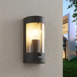 Lindby utendørs vegglampe Junias, 24 cm, antrasitt, sensor Sale