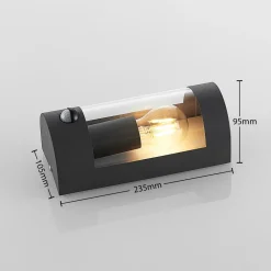 Lindby utendørs vegglampe Junias, 24 cm, antrasitt, sensor Sale