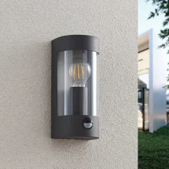 Lindby utendørs vegglampe Junias, 24 cm, antrasitt, sensor Sale