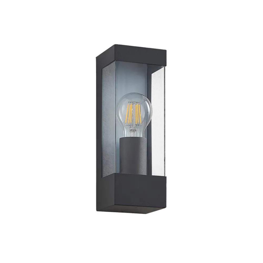 Lindby utendørs vegglampe Tilian, høyde 25 cm, antrasitt, stål Discount