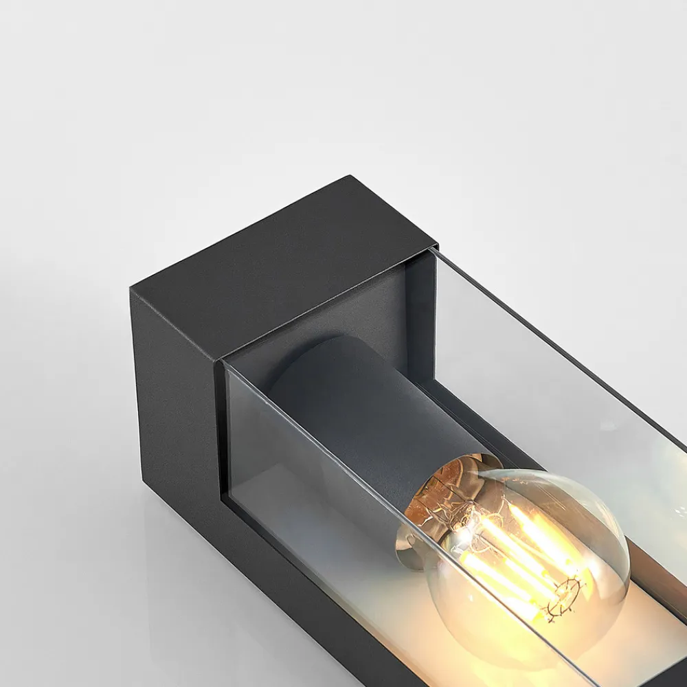 Lindby utendørs vegglampe Tilian, høyde 25 cm, antrasitt, stål Discount