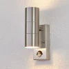 Lindby utendørs vegglampe Eyrin, høyde 22 cm, stål, sensor| Vegglamper Med Sensor|Utebelysning Med Sensor