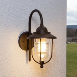 Lindby utendørs vegglampe Meret, høyde 37 cm, rustfarget, aluminium| Terrassebelysning|Vegglamper Utendørs