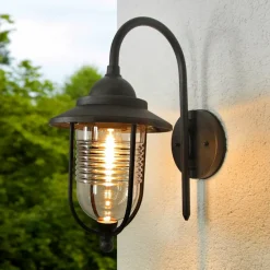 Lindby utendørs vegglampe Meret, høyde 37 cm, rustfarget, aluminium| Terrassebelysning|Vegglamper Utendørs