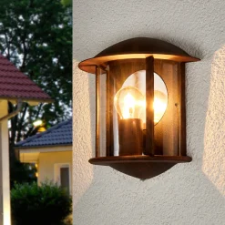 Lindby utendørs vegglampe Maelis, rustbrun, metall, 27 cm, E27 New