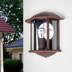 Lindby utendørs vegglampe Maelis, rustbrun, metall, 27 cm, E27 New