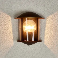 Lindby utendørs vegglampe Maelis, rustbrun, metall, 27 cm, E27 New