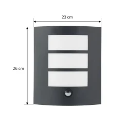 Lindby utendørs vegglampe Vimal, sensor, E27, 26 cm, aluminium| Vegglamper Med Sensor|Utebelysning Med Sensor