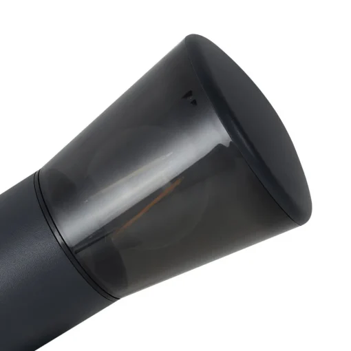 Lindby utendørs vegglampe Heulo, Ø 10,5 cm, røykgrå, sensor| Vegglamper Med Sensor|Utebelysning Med Sensor
