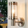 Lindby utendørs vegglampe Djori, aluminiumfarget, stål, E27| Terrassebelysning|Vegglamper Utendørs