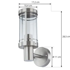 Lindby utendørs vegglampe Djori, aluminiumfarget, stål, E27| Terrassebelysning|Vegglamper Utendørs