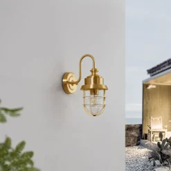 Lindby utendørs vegglampe Adalie, messingfarget, stål| Terrassebelysning