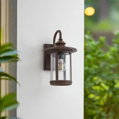 Lindby utendørs vegglampe Zayn, rustfarget, glass, IP23| Terrassebelysning|Vegglamper Utendørs