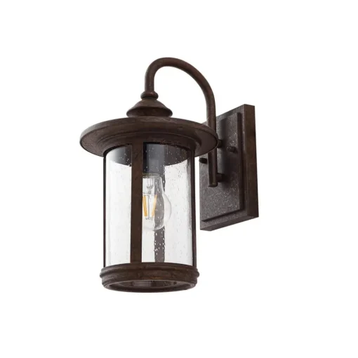 Lindby utendørs vegglampe Zayn, rustfarget, glass, IP23| Terrassebelysning|Vegglamper Utendørs