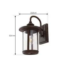 Lindby utendørs vegglampe Zayn, rustfarget, glass, IP23| Terrassebelysning|Vegglamper Utendørs