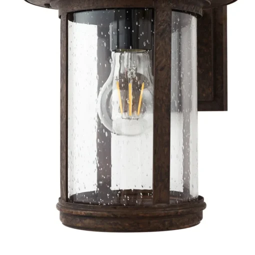 Lindby utendørs vegglampe Zayn, rustfarget, glass, IP23| Terrassebelysning|Vegglamper Utendørs