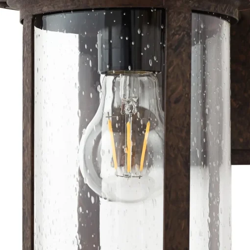Lindby utendørs vegglampe Zayn, rustfarget, glass, IP23| Terrassebelysning|Vegglamper Utendørs