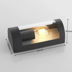 Lindby utendørs vegglampe Junias, 24 cm, antrasitt, stål Online