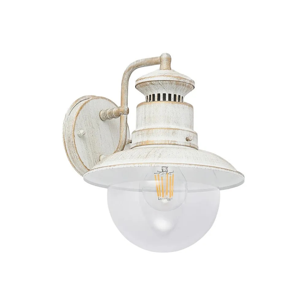 Lindby utendørs vegglampe Gwendolyn, hvit antikk, metall, 26 cm| Terrassebelysning|Vegglamper Utendørs