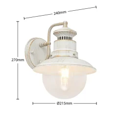 Lindby utendørs vegglampe Gwendolyn, hvit antikk, metall, 26 cm| Terrassebelysning|Vegglamper Utendørs