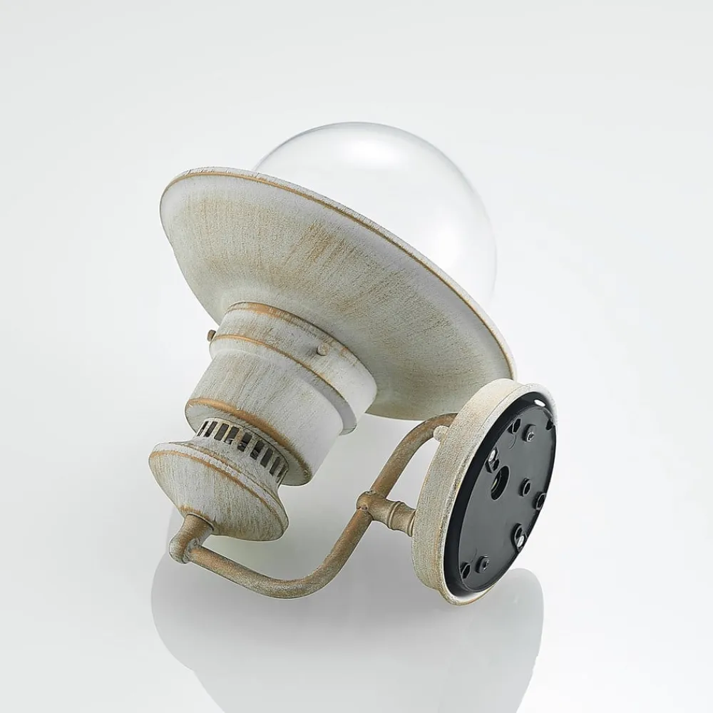 Lindby utendørs vegglampe Gwendolyn, hvit antikk, metall, 26 cm| Terrassebelysning|Vegglamper Utendørs