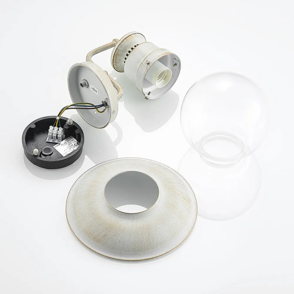 Lindby utendørs vegglampe Gwendolyn, hvit antikk, metall, 26 cm| Terrassebelysning|Vegglamper Utendørs