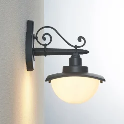 Lindby utendørs vegglampe Elinda, høyde 29 cm, antrasitt, glass Clearance