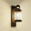 Lindby utendørs vegglampe Yrene, 20 cm, svart, sensor, riffle Clearance